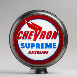 Chevron Supreme 15" Gas Pump Globe with unpainted steel body