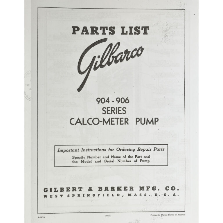 Gilbarco 904906 Parts Manual Vic's 66