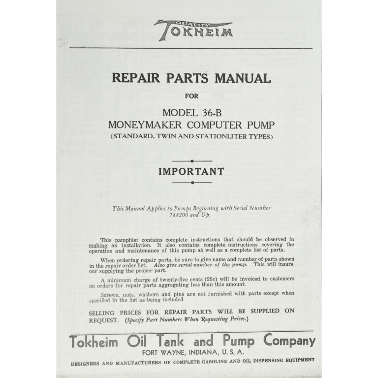 Tokheim 36B Repair & Parts Manual Vic's 66