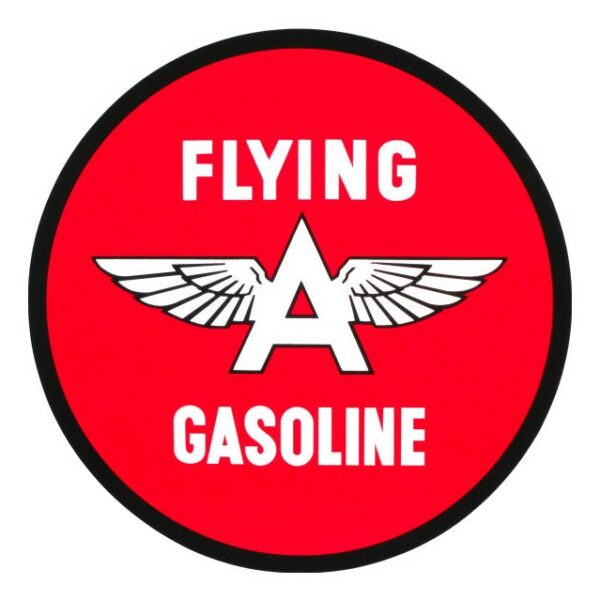 Flying A Gasoline Round Vinyl Decal - 12", 6", 3", 2"
