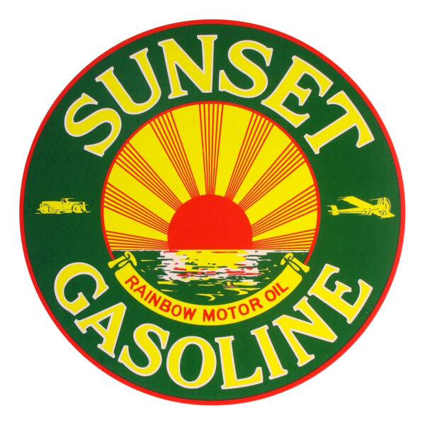 Sunset Gasoline Round Water Transfer Decal - 12"