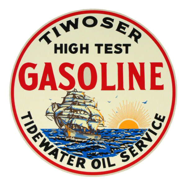Tiwoser High Test Gasoline Round Water Transfer Decal - 12"