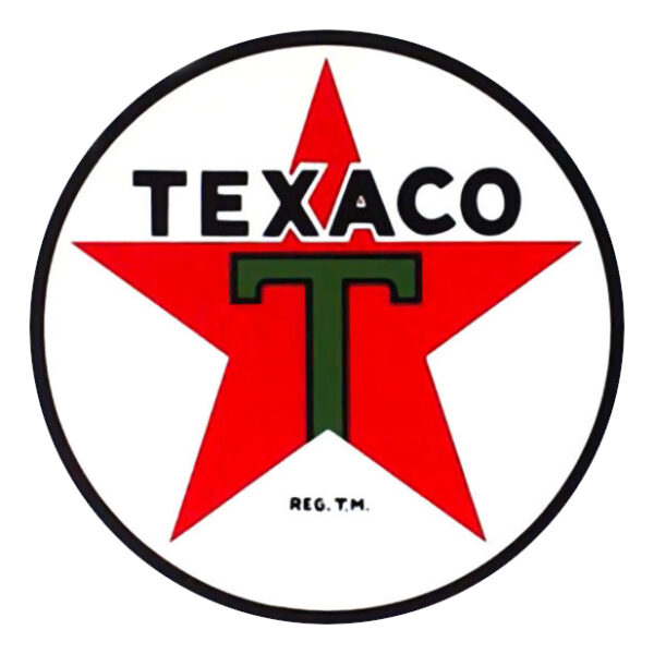 Texaco T Star Round Water Transfer Decal - 12.5", 8.25", 2"