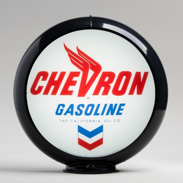 Chevron 13.5" Gas Pump Globe with black plastic body