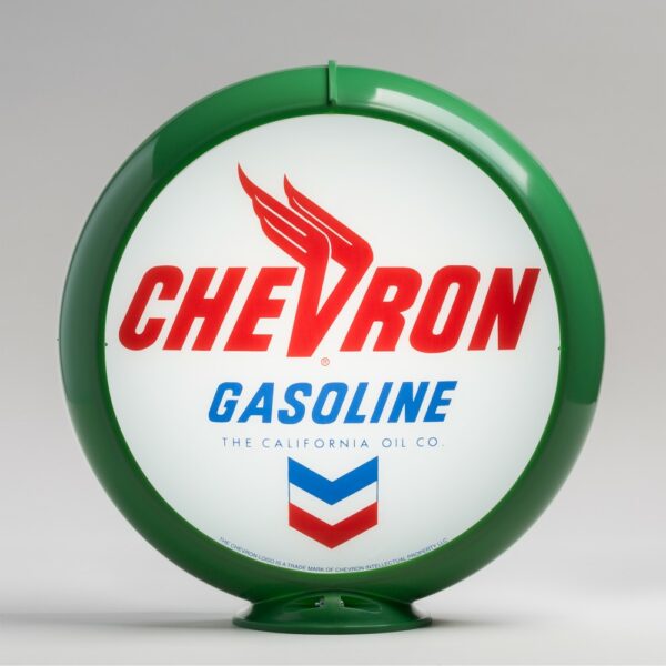 Chevron 13.5" Gas Pump Globe with green plastic body