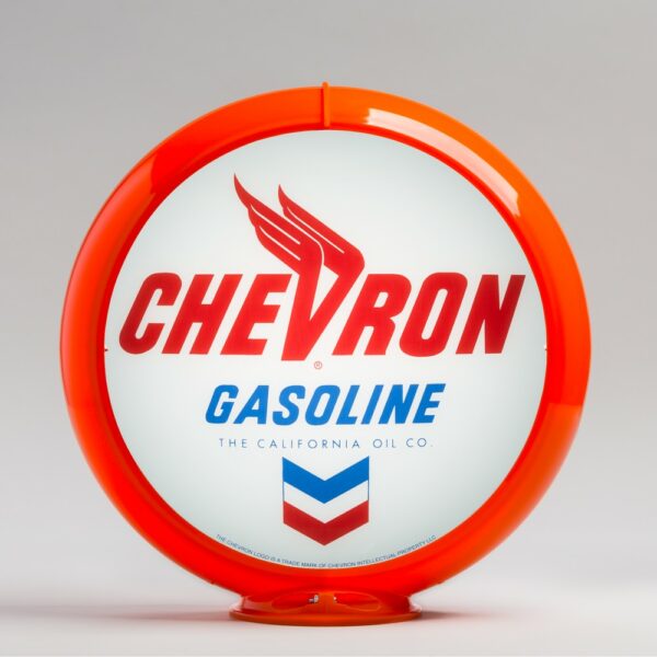 Chevron 13.5" Gas Pump Globe with orange plastic body