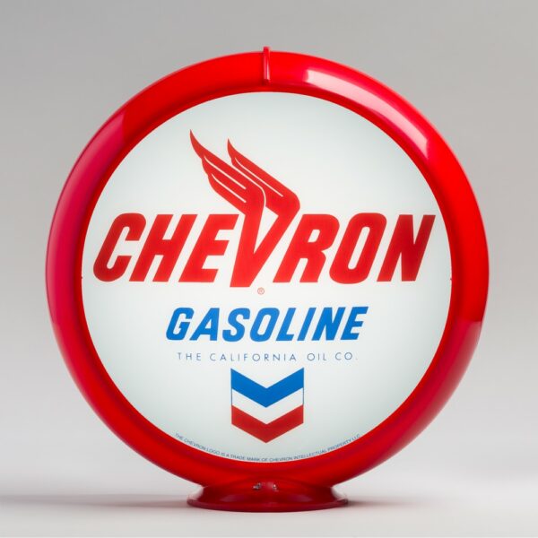 Chevron 13.5" Gas Pump Globe with red plastic body