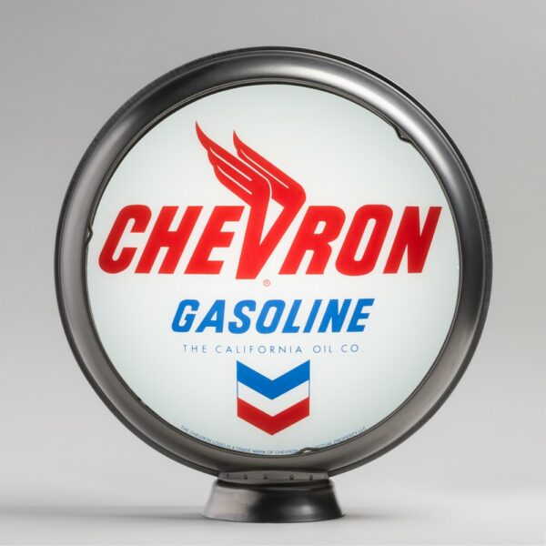 Chevron 13.5" Gas Pump Globe with unpainted steel body