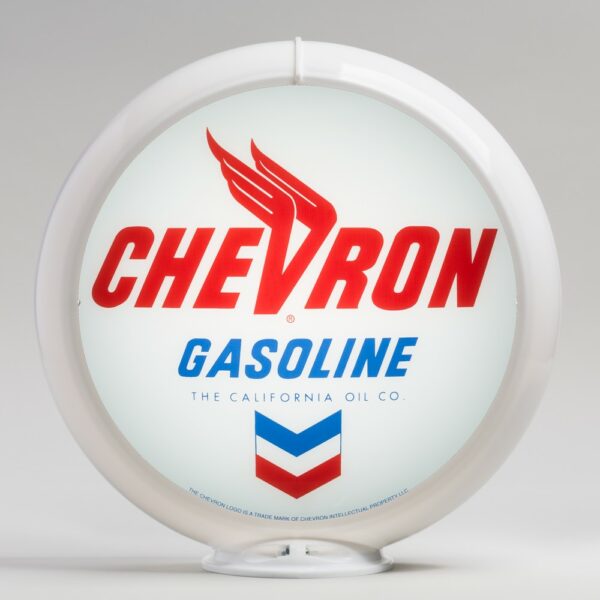 Chevron 13.5" Gas Pump Globe with white plastic body