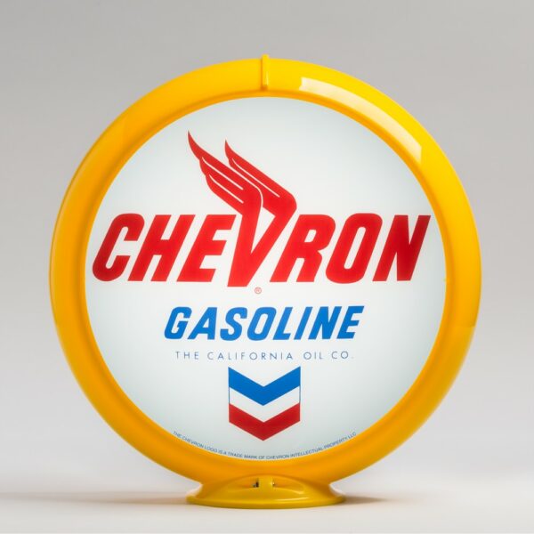 Chevron 13.5" Gas Pump Globe with yellow plastic body