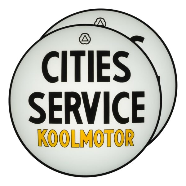 Cities Service Koolmotor 13.5" Gas Pump Globe lens pair