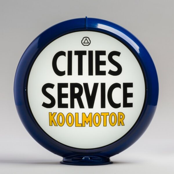 Cities Service Koolmotor 13.5" Gas Pump Globe with dark blue plastic body