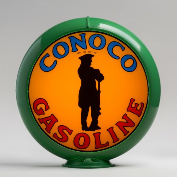 Conoco Minuteman 13.5" Gas Pump Globe with green plastic body