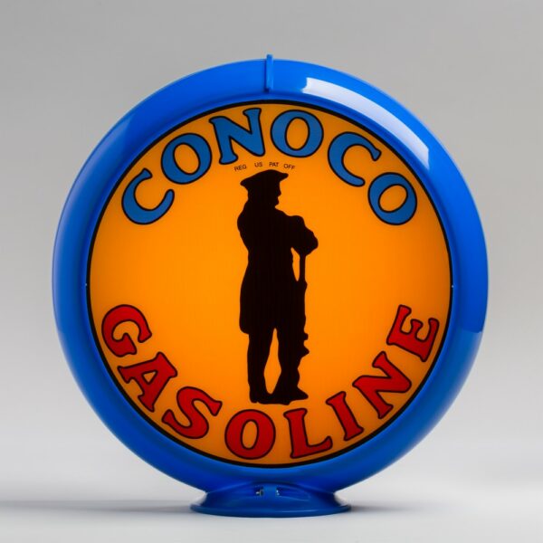 Conoco Minuteman 13.5" Gas Pump Globe with light blue plastic body