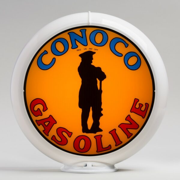 Conoco Minuteman 13.5" Gas Pump Globe with white plastic body