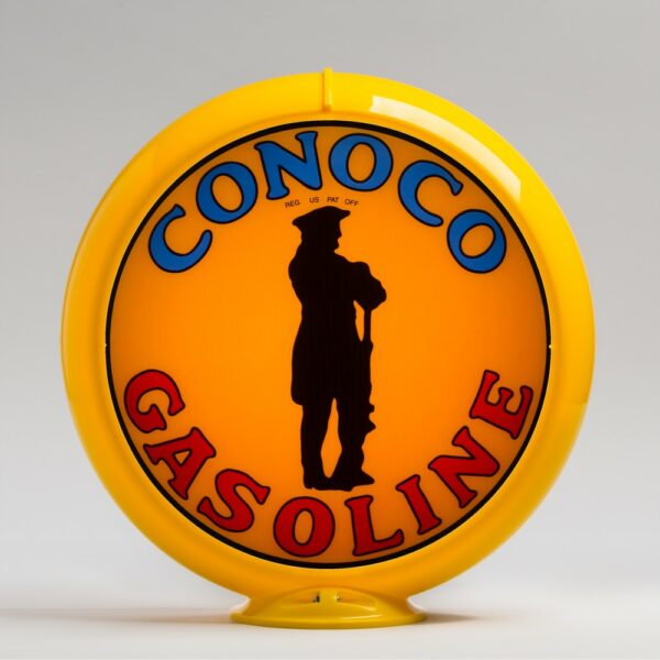 Conoco Minuteman 13.5" Gas Pump Globe with yellow plastic body