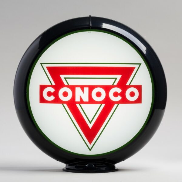 Conoco Triangle 13.5" Gas Pump Globe with black plastic body