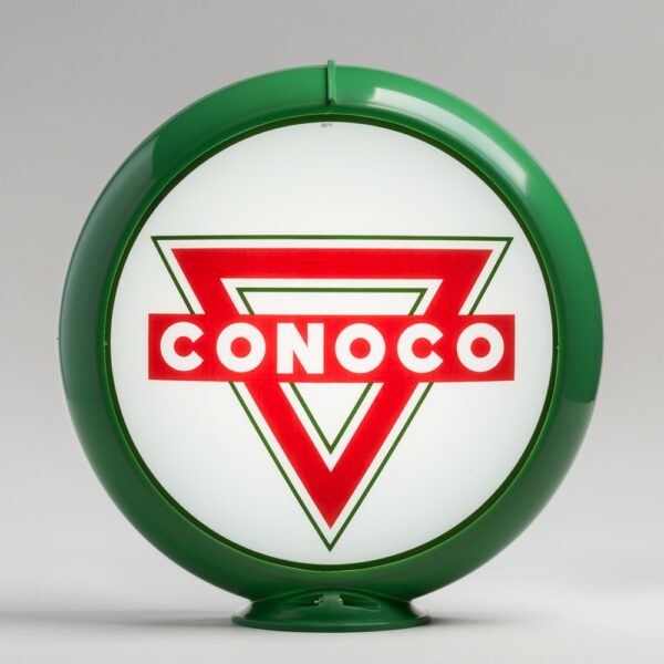 Conoco Triangle 13.5" Gas Pump Globe with green plastic body