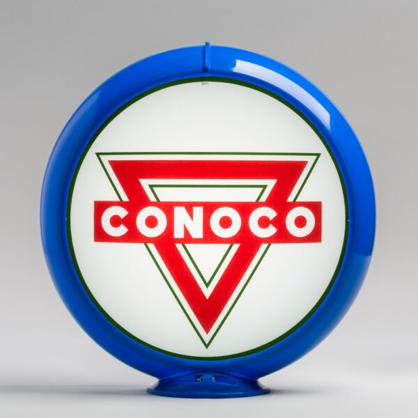 Conoco Triangle 13.5" Gas Pump Globe with light blue plastic body