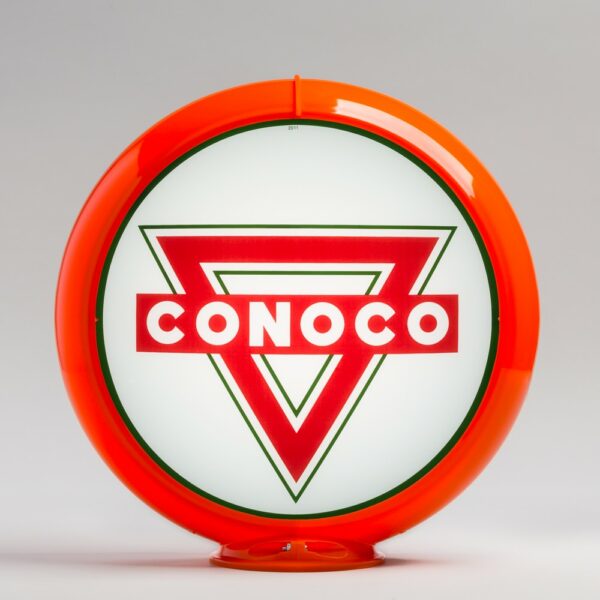 Conoco Triangle 13.5" Gas Pump Globe with orange plastic body