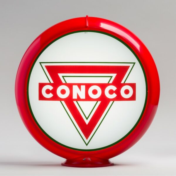 Conoco Triangle 13.5" Gas Pump Globe with red plastic body