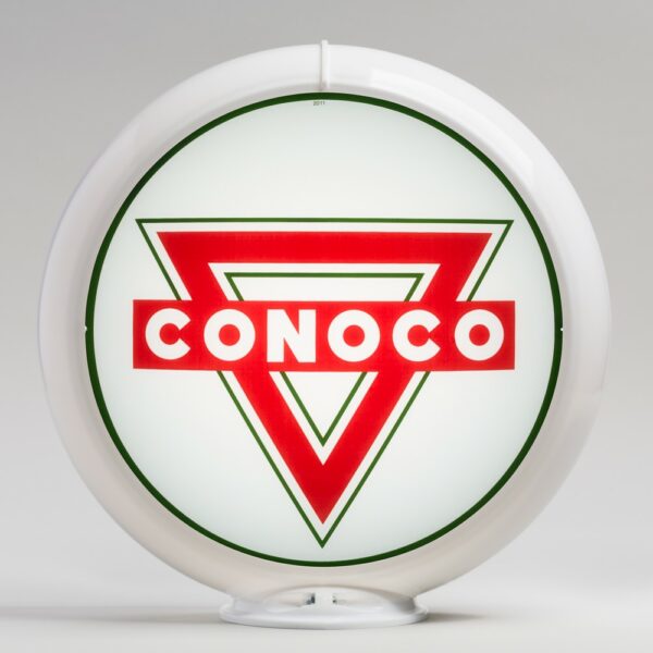 Conoco Triangle 13.5" Gas Pump Globe with white plastic body