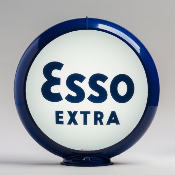 Esso Extra 13.5" Gas Pump Globe with dark blue plastic body