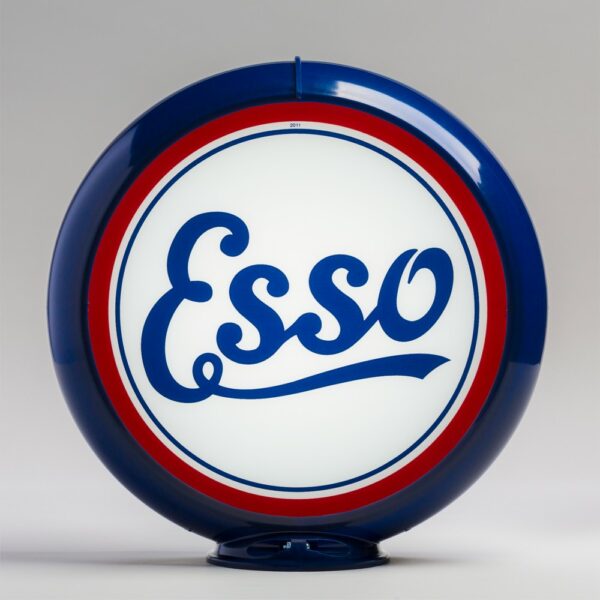 Esso Script 13.5" Gas Pump Globe with dark blue plastic body