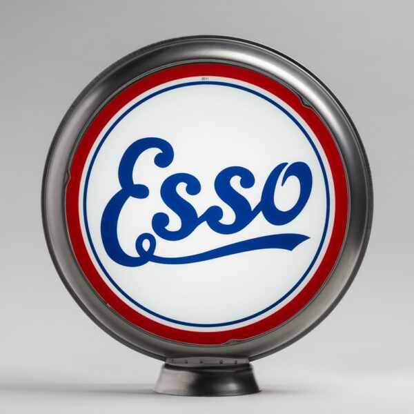 Esso Script 13.5" Gas Pump Globe with unpainted steel body