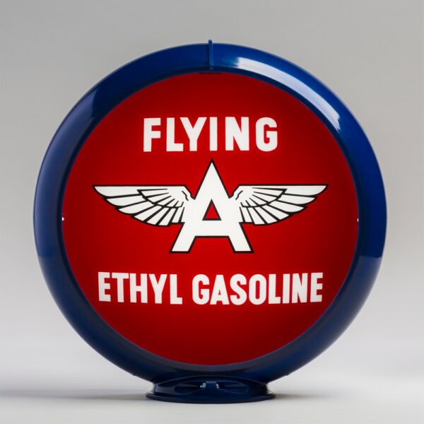 Flying A Ethyl 13.5" Gas Pump Globe with dark blue plastic body