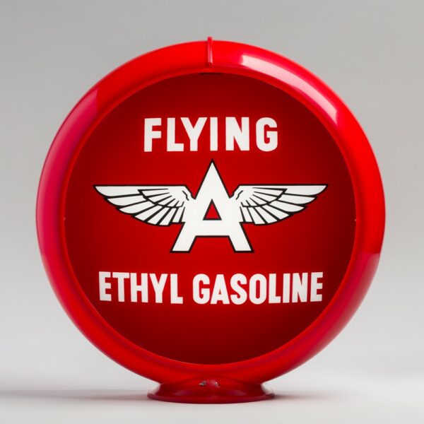 Flying A Ethyl 13.5" Gas Pump Globe with red plastic body