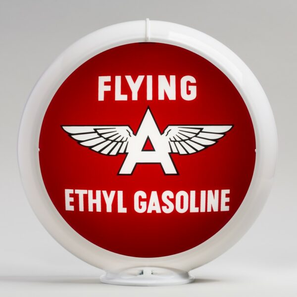 Flying A Ethyl 13.5" Gas Pump Globe with white plastic body