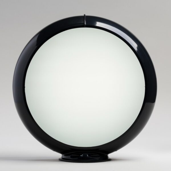 Frosted Glass 13.5" Gas Pump Globe with black plastic body