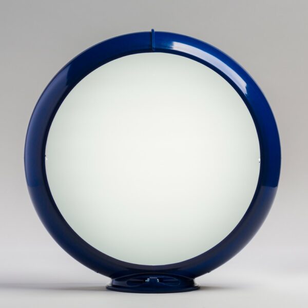 Frosted Glass 13.5" Gas Pump Globe with dark blue plastic body