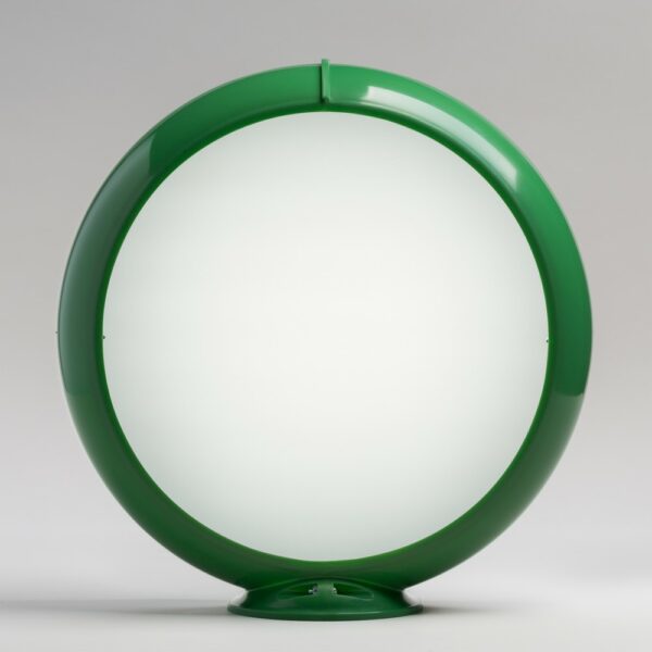 Frosted Glass 13.5" Gas Pump Globe with green plastic body