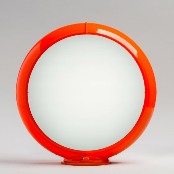 Frosted Glass 13.5" Gas Pump Globe with orange plastic body