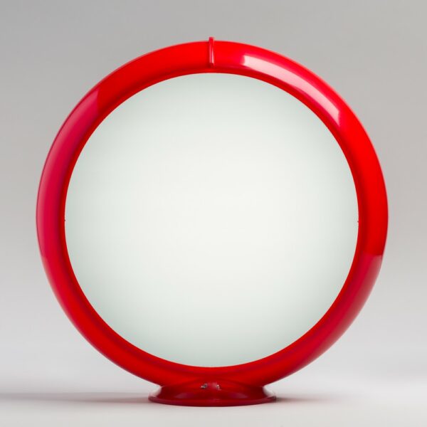 Frosted Glass 13.5" Gas Pump Globe with red plastic body