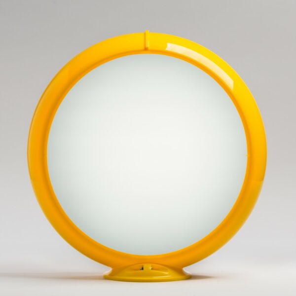 Frosted Glass 13.5" Gas Pump Globe with yellow plastic body