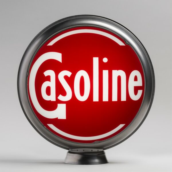 Gasoline (Red) 13.5" Gas Pump Globe with unpainted steel body