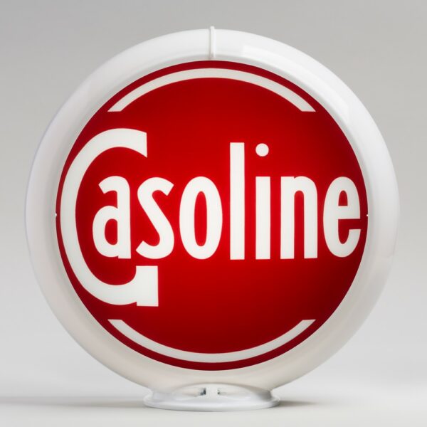 Gasoline (Red) 13.5" Gas Pump Globe with white plastic body