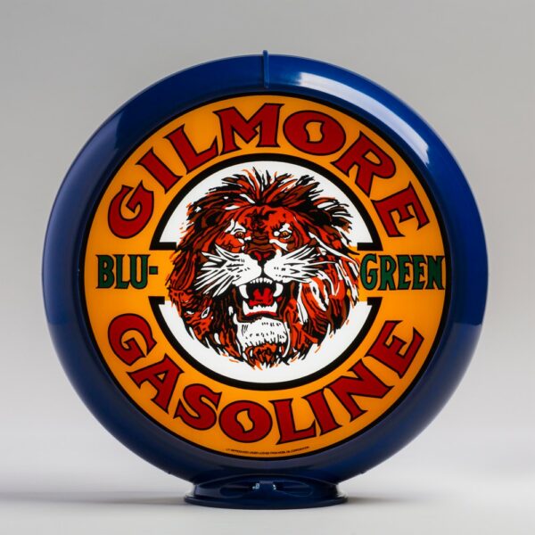 Gilmore Blu-Green 13.5" Gas Pump Globe with dark blue plastic body