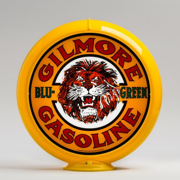 Gilmore Blu-Green 13.5" Gas Pump Globe with yellow plastic body