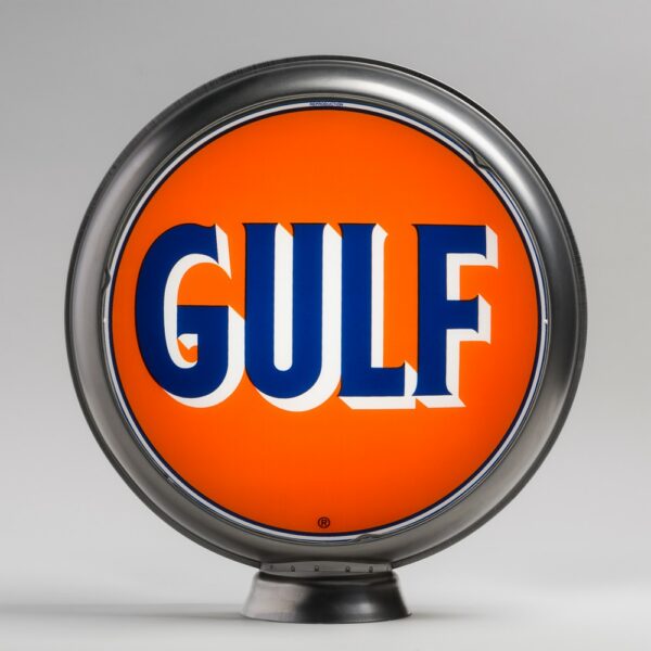 Gulf 13.5" Gas Pump Globe with unpainted steel body