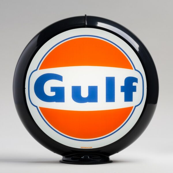 Gulf 1960 Logo 13.5" Gas Pump Globe with black plastic body