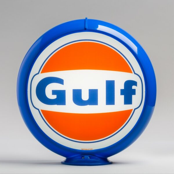 Gulf 1960 Logo 13.5" Gas Pump Globe with light blue plastic body