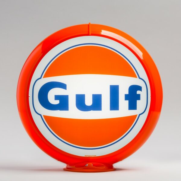 Gulf 1960 Logo 13.5" Gas Pump Globe with orange plastic body