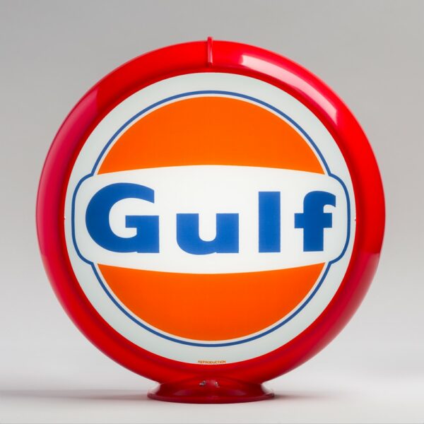 Gulf 1960 Logo 13.5" Gas Pump Globe with red plastic body