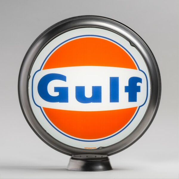 Gulf 1960 Logo 13.5" Gas Pump Globe with unpainted steel body