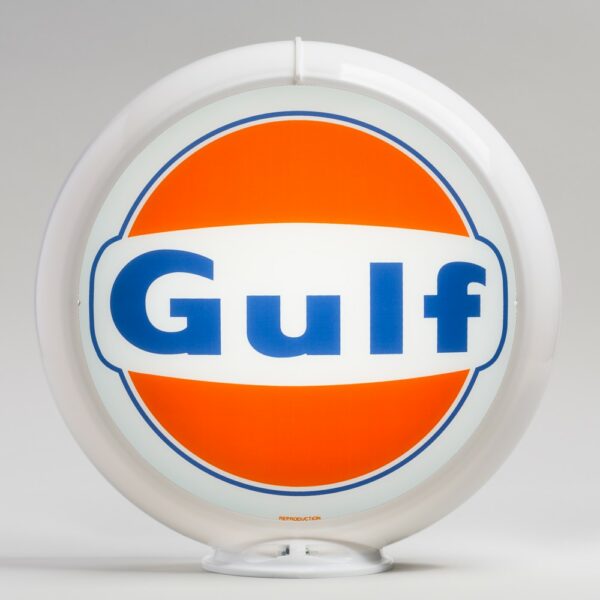 Gulf 1960 Logo 13.5" Gas Pump Globe with white plastic body