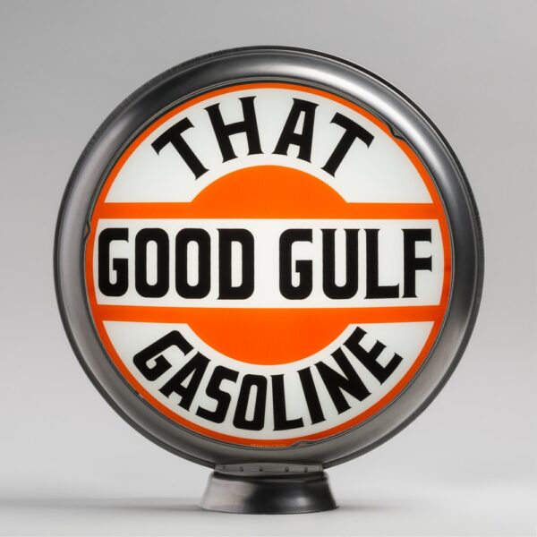 That Good Gulf 13.5" Gas Pump Globe with unpainted steel body